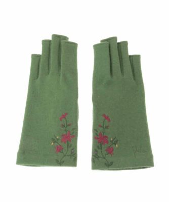 日本製】フィンガーレスフラワー刺繍グローブ | Sybilla (Women