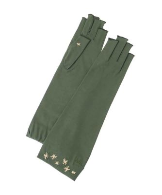 Sybilla (Women)/シビラ 【日本製／接触冷感】フラワー刺繍フィンガーレスミドルグローブ（５本指）