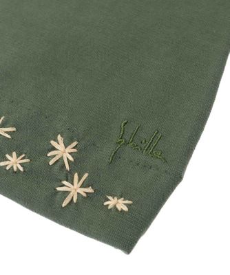 【日本製／接触冷感】フラワー刺繍フィンガーレスミドルグローブ（５本指）