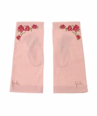 【日本製／接触冷感】ローズ刺繍フィンガーレスショートグローブ
