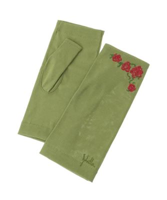 【日本製／接触冷感】ローズ刺繍フィンガーレスショートグローブ