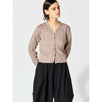 ＜mizuiro ind (Women)＞ｍｉｚｕｉｒｏ　ｉｎｄ　ワッシャープリーツＶネックカーディガン