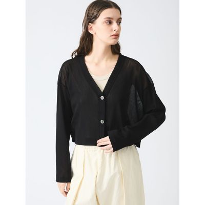 mizuiro ind (Women)/ミズイロインド mizuiro ind メッシュVネックショートカーディガン