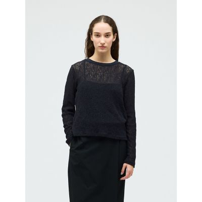 ＜mizuiro ind (Women)＞ｍｉｚｕｉｒｏ　ｉｎｄ　レースクルーネックＴシャツ