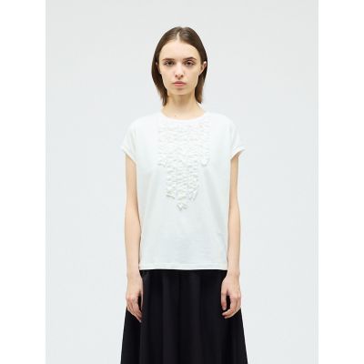 ＜mizuiro ind (Women)＞ｍｉｚｕｉｒｏ　ｉｎｄ　フレンチスリーブフリルプルオーバー