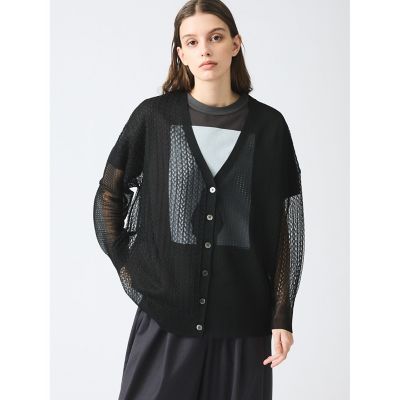 ＜mizuiro ind (Women)＞ｍｉｚｕｉｒｏ　ｉｎｄ　パターン編みＶネックカーディガン