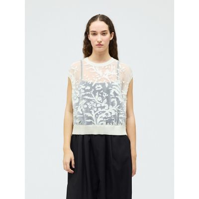 ＜mizuiro ind (Women)＞ｍｉｚｕｉｒｏ　ｉｎｄ　メッシュ刺繍ショートベスト