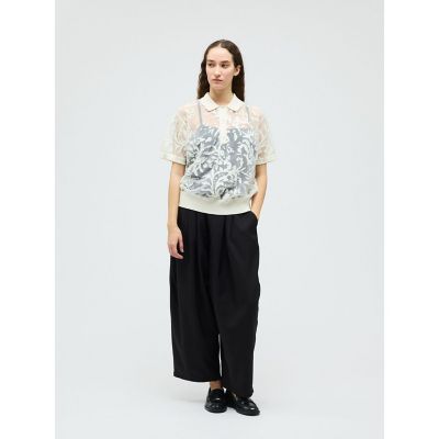 mizuiro ind メッシュ刺繍ポロプルオーバー | mizuiro ind