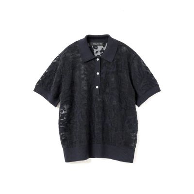 mizuiro ind メッシュ刺繍ポロプルオーバー | mizuiro ind