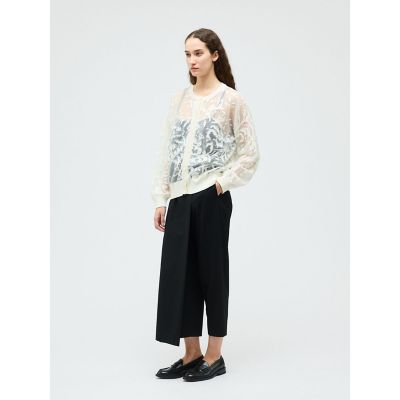 mizuiro ind メッシュ刺繍クルーカーディガン | mizuiro ind
