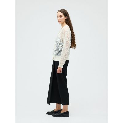 mizuiro ind メッシュ刺繍クルーカーディガン | mizuiro ind 