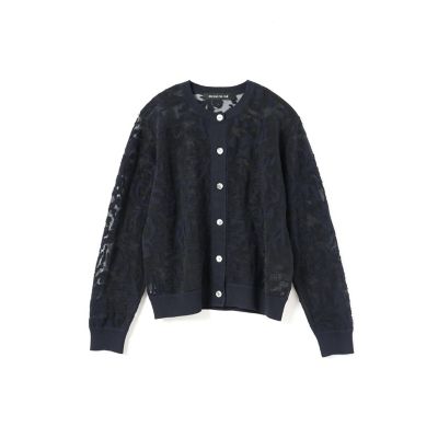 mizuiro ind メッシュ刺繍クルーカーディガン | mizuiro ind