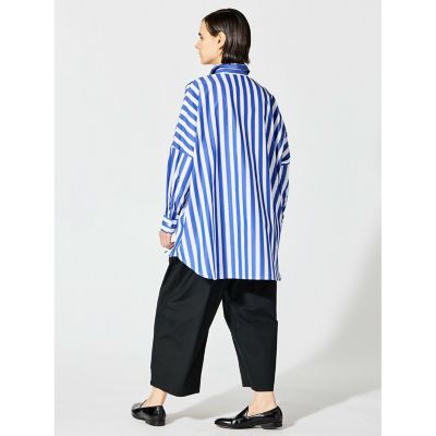ミズイロインド mizuiroindワイドフレアシャツ　ストライプ mizuiro ind ストライプワイドシャツ | mizuiro ind