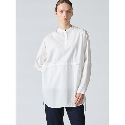 ＜mizuiro ind (Women)＞ｍｉｚｕｉｒｏ　ｉｎｄ　スタンドカラーサイドリボンシャツ