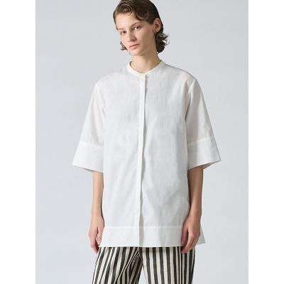 ＜mizuiro ind (Women)＞ｍｉｚｕｉｒｏ　ｉｎｄ　スタンドカラーＡラインシャツ