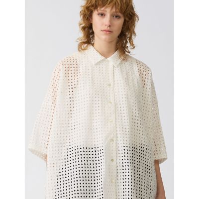 mizuiro ind ✨ミズイロインド レースクルーネックチュニックシャツ mizuiro ind レースクルーネックチュニックシャツ