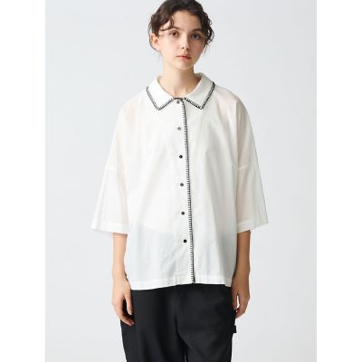 mizuiro ind ブランケットステッチワイドシャツ