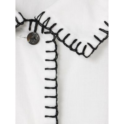 mizuiro ind ブランケットステッチワイドシャツ