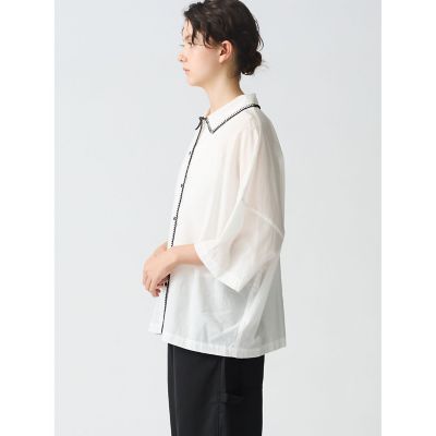 mizuiro ind ブランケットステッチワイドシャツ