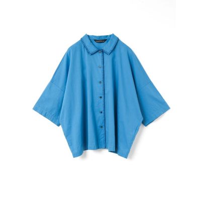 mizuiro ind ブランケットステッチワイドシャツ