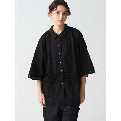 mizuiro ind（ミズイロインド） レース スタンドカラー ワイド