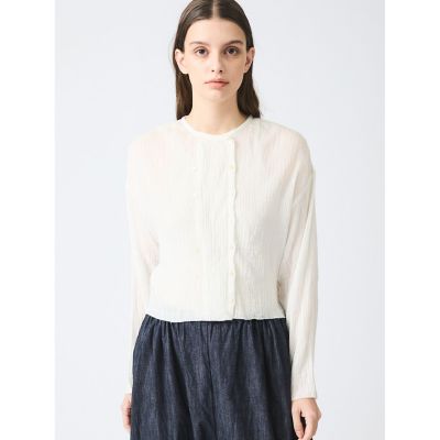＜mizuiro ind (Women)＞ｍｉｚｕｉｒｏ　ｉｎｄ　コットンクレープショートシャツ