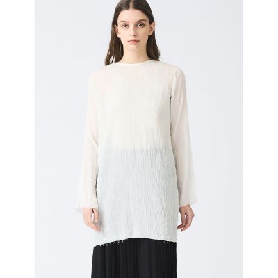 ＜mizuiro ind (Women)＞ｍｉｚｕｉｒｏ　ｉｎｄ　コットンクレープチュニックプルオーバー