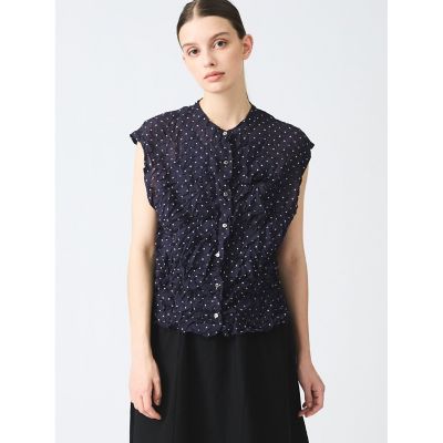 mizuiro ind (Women)/ミズイロインド mizuiro ind ドットプリントキャッチワッシャーノースリーブシャツ