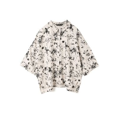 mizuiro ind レーヨンリネンプリントワイドシャツ | mizuiro