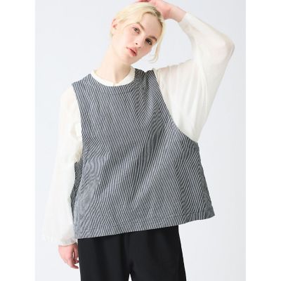 mizuiro ind ヒッコリークルーネックショートベスト