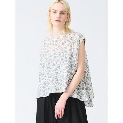 mizuiro ind (Women)/ミズイロインド mizuiro ind スモールフラワーノースリーブフレアプルオーバー