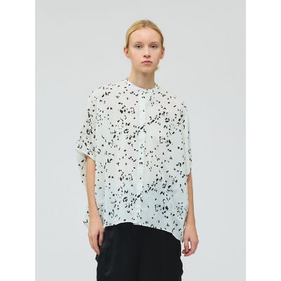 mizuiro ind プリントスタンドカラーコクーンシャツ