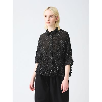 ＜mizuiro ind (Women)＞ｍｉｚｕｉｒｏ　ｉｎｄ　ドットプリントキャッチワッシャーシャツ