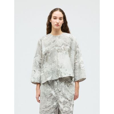 ＜mizuiro ind (Women)＞ｍｉｚｕｉｒｏ　ｉｎｄ　マーブルプリントワイドプルオーバー