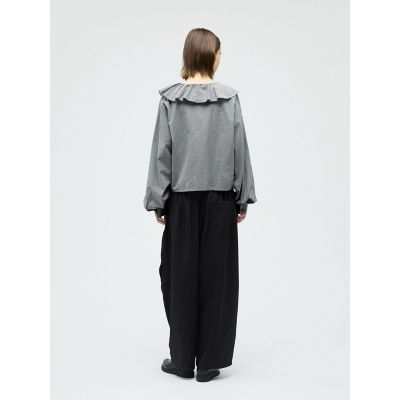 mizuiro ind チェックフリルギャザーカラーシャツ | mizuiro