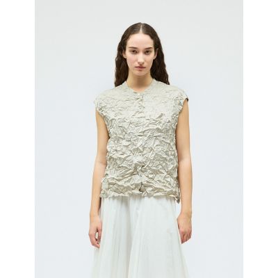 ＜mizuiro ind (Women)＞ｍｉｚｕｉｒｏ　ｉｎｄ　ワッシャーノースリーブシャツ