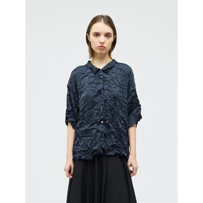 ＜mizuiro ind (Women)＞ｍｉｚｕｉｒｏ　ｉｎｄ　ワッシャーハーフスリーブシャツ