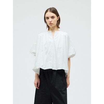 ＜mizuiro ind (Women)＞ｍｉｚｕｉｒｏ　ｉｎｄ　バルーンノーカラーシャツ