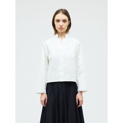 ＜mizuiro ind (Women)＞ｍｉｚｕｉｒｏ　ｉｎｄ　スタンドカラーショートシャツ