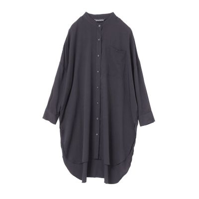 ミズイロインド　ロングシャツ mizuiro ind (ミズイロインド) T/R スタンドカラーロングシャツ