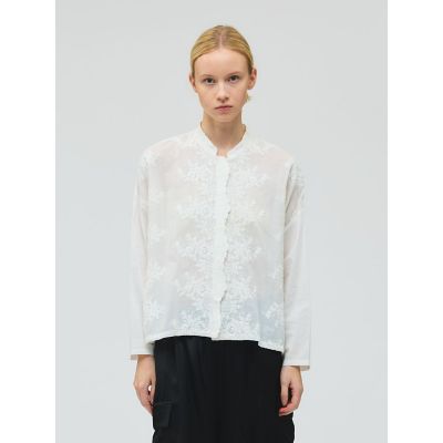 mizuiro ind レーススタンドカラーワイドシャツ | mizuiro