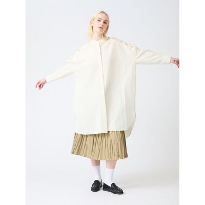 mizuiro ind レースミックススタンドカラーシャツ