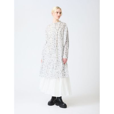 ＜mizuiro ind (Women)＞ｍｉｚｕｉｒｏ　ｉｎｄ　スモールフラワーギャザーシャツワンピース