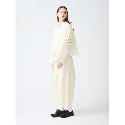 mizuiro ind コットンリネンハイウエストタックワイド