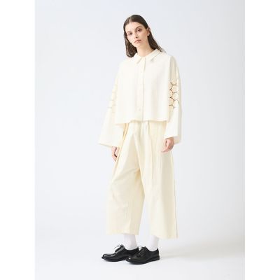 ｍｉｚｕｉｒｏ　ｉｎｄ　コットンリネンハイウエストタックワイドパンツ