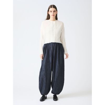 ＜mizuiro ind (Women)＞ｍｉｚｕｉｒｏ　ｉｎｄ　デニムドローストリングボリュームパンツ