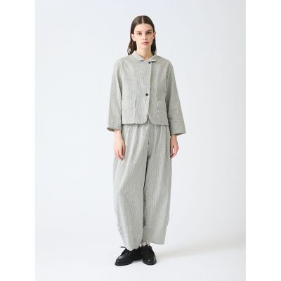 ＜mizuiro ind (Women)＞ｍｉｚｕｉｒｏ　ｉｎｄ　ヒッコリーワイドテーパードパンツ