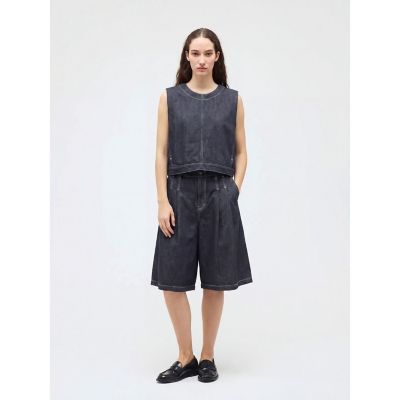 ＜mizuiro ind (Women)＞ｍｉｚｕｉｒｏ　ｉｎｄ　ハイウエストワイドハーフパンツ