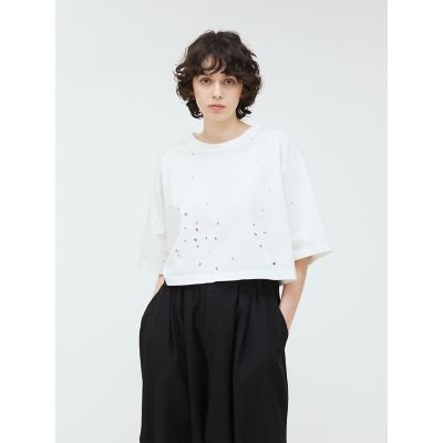＜mizuiro ind (Women)＞ｍｉｚｕｉｒｏ　ｉｎｄ　パンチングワイドＴ