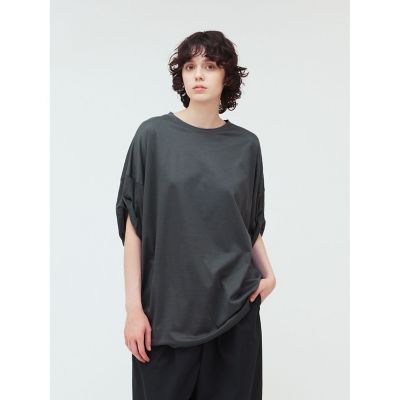 ＜mizuiro ind (Women)＞ｍｉｚｕｉｒｏ　ｉｎｄ　ロールアップスリーブワイドＴ